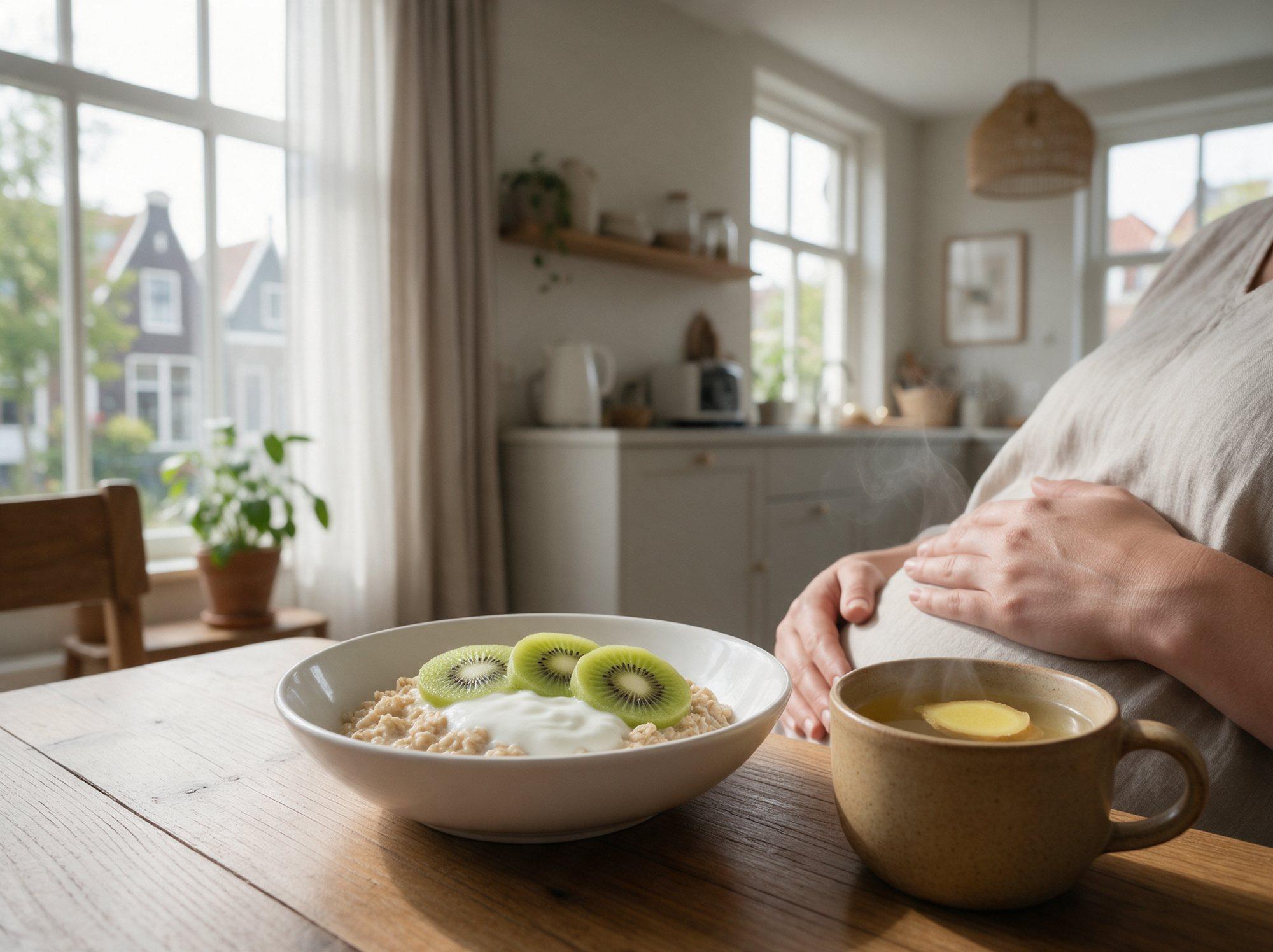 Glazen theepot met verse muntthee, gember en venkelzaad op een linnen tafelkleed